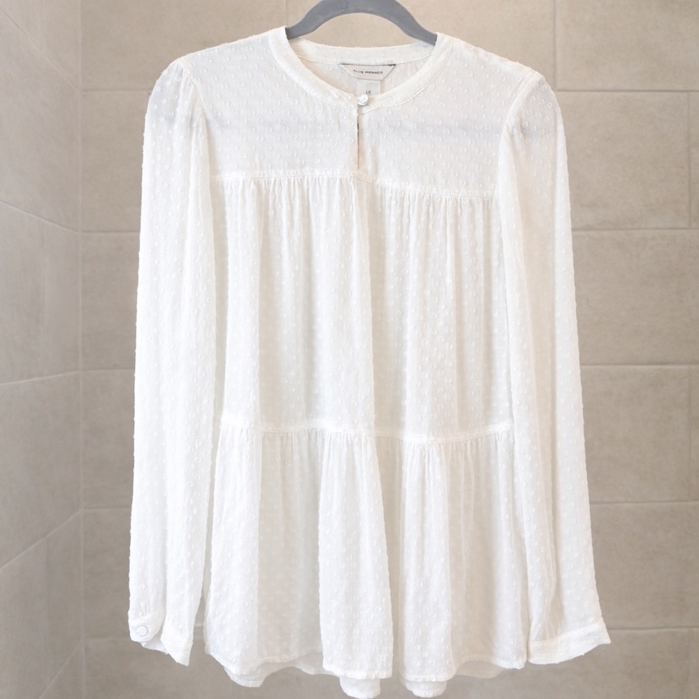 Club Monaco White Tangaleena Clip Dot Blouse
